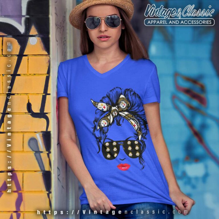 Pittsburgh Steelers Girl Image V Neck TShirt Pittsburgh Steelers Girl Image V Neck TShirt