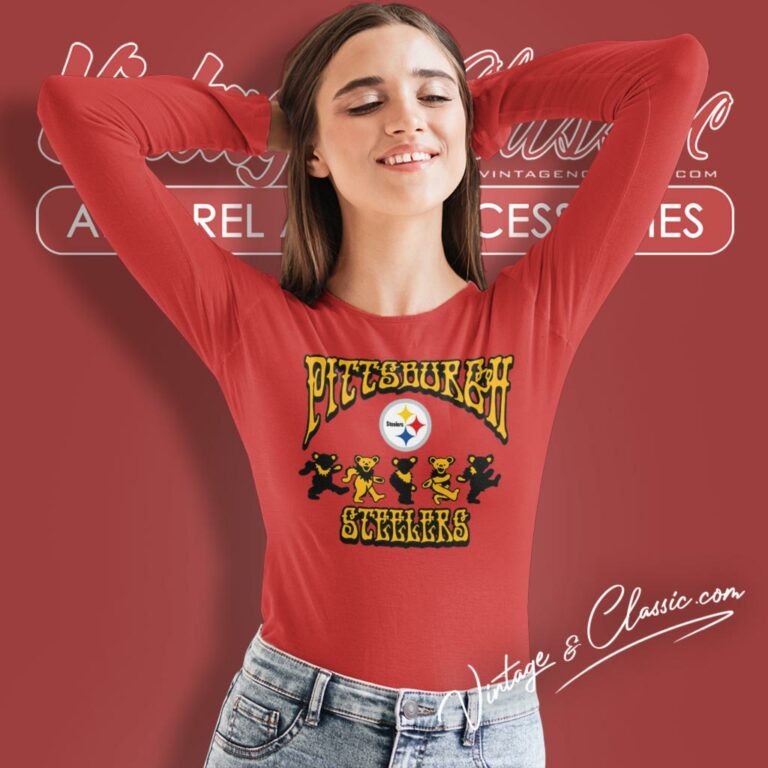 Pittsburgh Steelers Grateful Dead Dancing Bears Long Sleeve Tee Pittsburgh Steelers Grateful Dead Dancing Bears Long Sleeve Tee