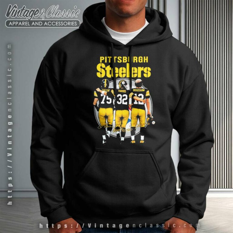 Pittsburgh Steelers Greene Harris And Bradshaw Signature Hoodie Pittsburgh Steelers Greene Harris And Bradshaw Signature Hoodie
