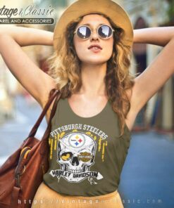 Pittsburgh Steelers Harley Davidson Skull Tank Top Racerback