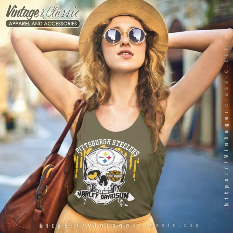 Pittsburgh Steelers Harley Davidson Skull Tank Top Racerback Pittsburgh Steelers Harley Davidson Skull Tank Top Racerback