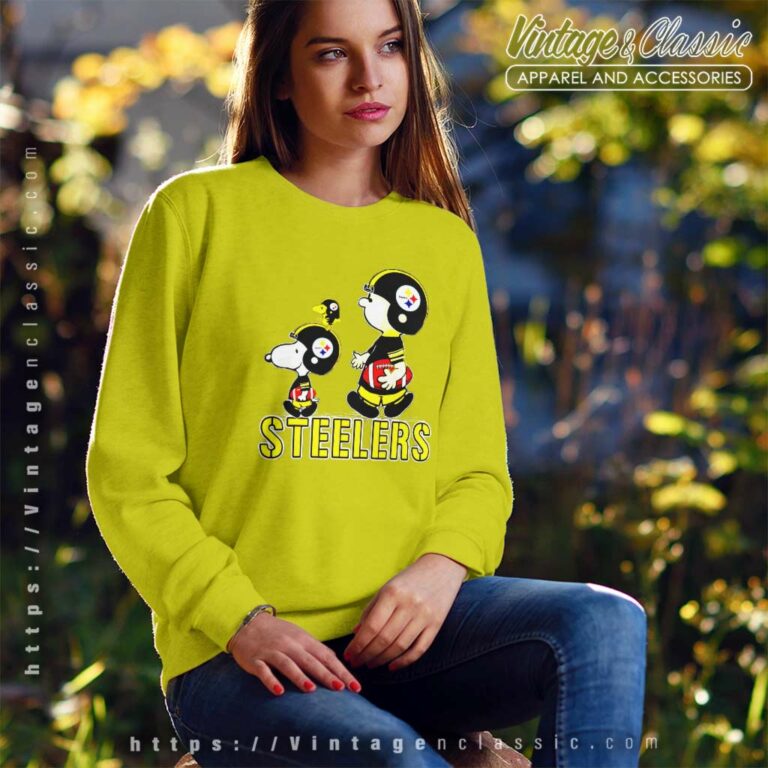 Pittsburgh Steelers Here We Go Steelers Charlie Brown Snoopy And Woodstock Sweatshirt Pittsburgh Steelers Here We Go Steelers Charlie Brown Snoopy And Woodstock Sweatshirt