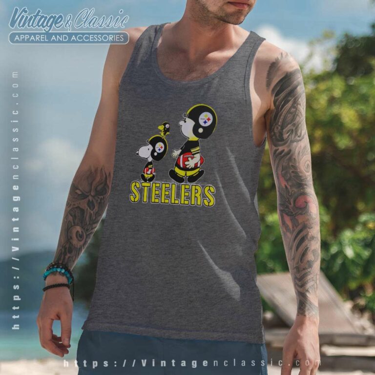 Pittsburgh Steelers Here We Go Steelers Charlie Brown Snoopy And Woodstock Tank Top Racerback Pittsburgh Steelers Here We Go Steelers Charlie Brown Snoopy And Woodstock Tank Top Racerback