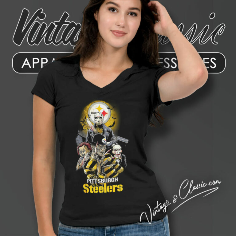 Pittsburgh Steelers Horror Halloween V Neck TShirt Pittsburgh Steelers Horror Halloween V Neck TShirt