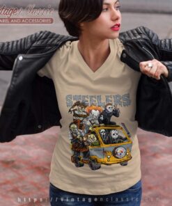 Pittsburgh Steelers Horror Movies Characters Halloween Shirt V Neck TShirt