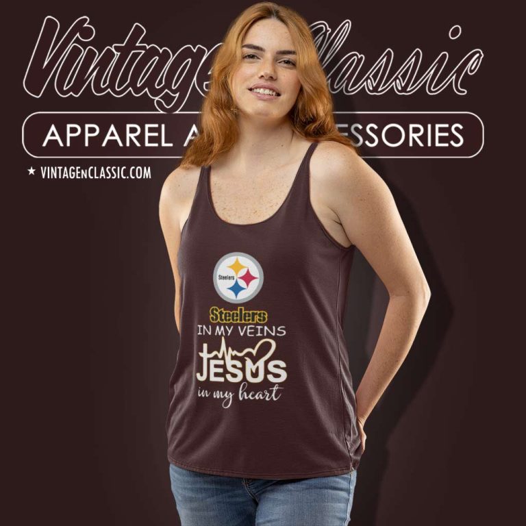 Pittsburgh Steelers In My Veins Jesus In My Heart Tank Top Racerback Pittsburgh Steelers In My Veins Jesus In My Heart Tank Top Racerback