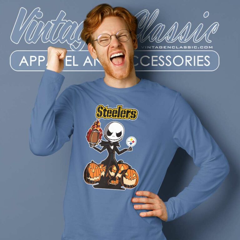 Pittsburgh Steelers Jack Skellington Halloween Long Sleeve Tee Pittsburgh Steelers Jack Skellington Halloween Long Sleeve Tee