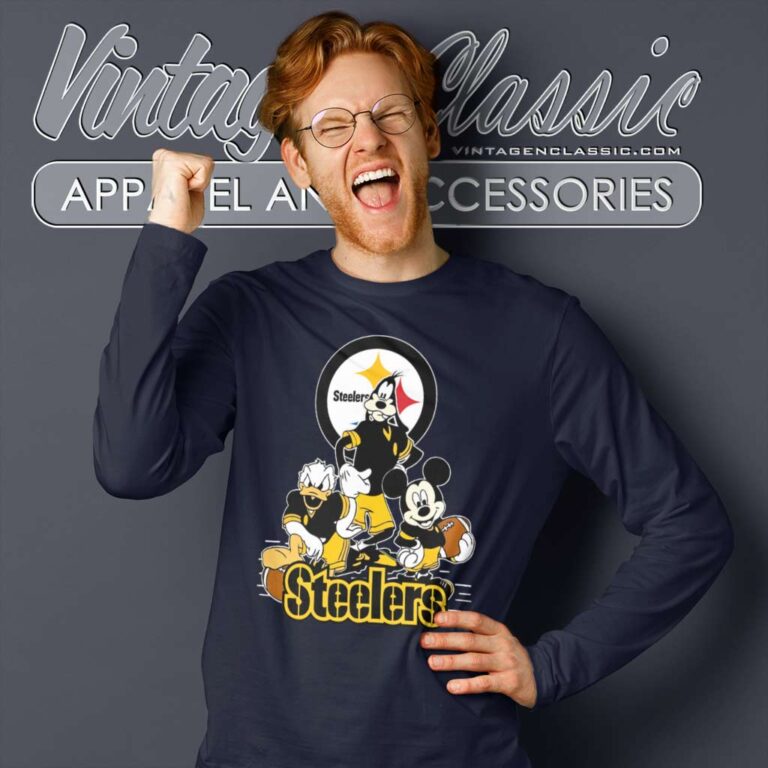 Pittsburgh Steelers Mickey Mouse Donald Duck Goofy Long Sleeve Tee Pittsburgh Steelers Mickey Mouse Donald Duck Goofy Long Sleeve Tee