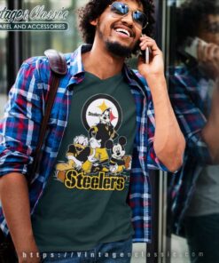 Pittsburgh Steelers Mickey Mouse Donald Duck Goofy V Neck TShirt