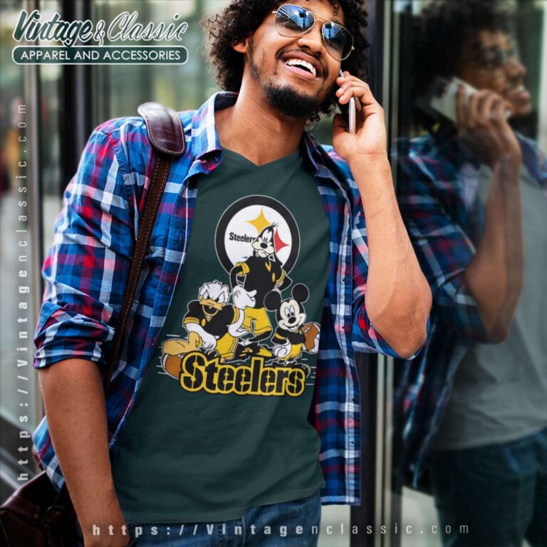 Pittsburgh Steelers Mickey Mouse Donald Duck Goofy V Neck TShirt Pittsburgh Steelers Mickey Mouse Donald Duck Goofy V Neck TShirt