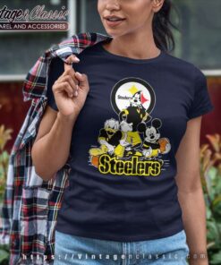 Pittsburgh Steelers Mickey Mouse Donald Duck Goofy Women TShirt