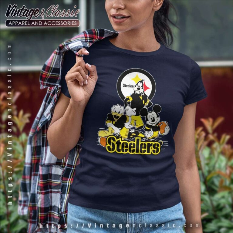 Pittsburgh Steelers Mickey Mouse Donald Duck Goofy Women TShirt Pittsburgh Steelers Mickey Mouse Donald Duck Goofy Women TShirt
