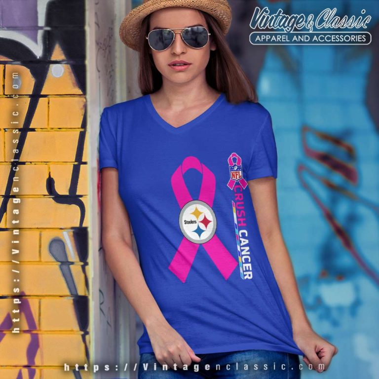 Pittsburgh Steelers Nfl Crush Cancer 2023 V Neck TShirt Pittsburgh Steelers Nfl Crush Cancer 2023 V Neck TShirt