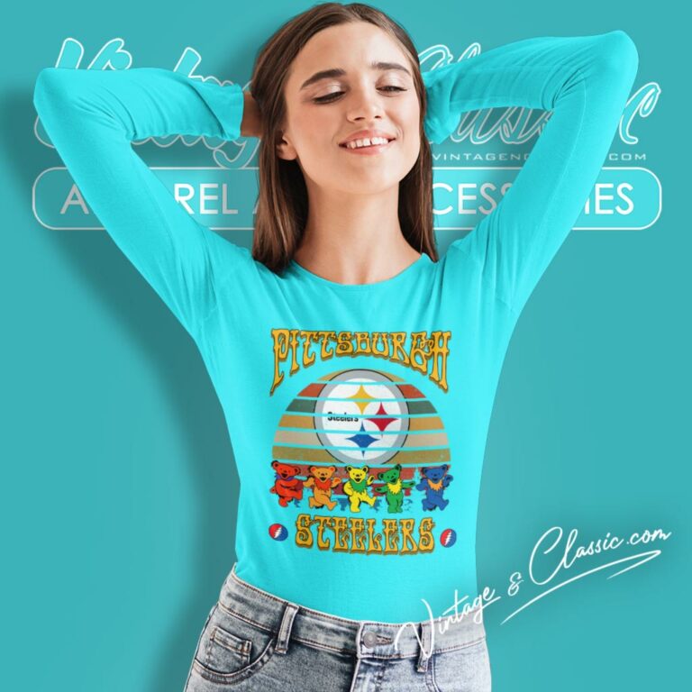 Pittsburgh Steelers Nfl Grateful Dancing Bears Retro Long Sleeve Tee Pittsburgh Steelers Nfl Grateful Dancing Bears Retro Long Sleeve Tee