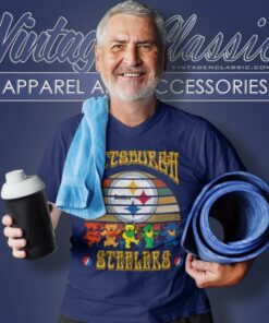 Pittsburgh Steelers Nfl Grateful Dancing Bears Retro V Neck TShirt