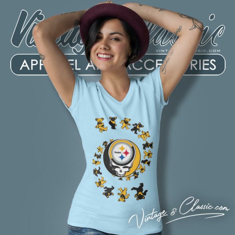 Pittsburgh Steelers Nfl Grateful Dancing Bears V Neck TShirt Pittsburgh Steelers Nfl Grateful Dancing Bears V Neck TShirt