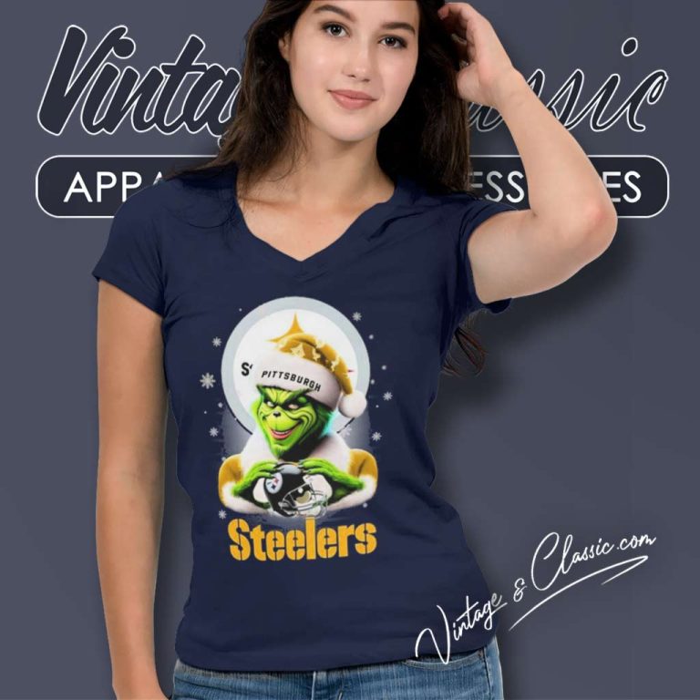 Pittsburgh Steelers Santa Grinch Christmas Love V Neck TShirt Pittsburgh Steelers Santa Grinch Christmas Love V Neck TShirt