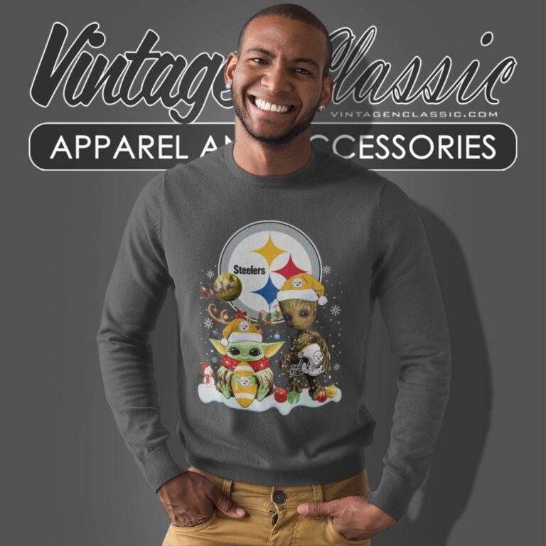 Pittsburgh Steelers Shirt Baby Yoda And Groot Santa Christmas Sweatshirt Pittsburgh Steelers Shirt Baby Yoda And Groot Santa Christmas Sweatshirt