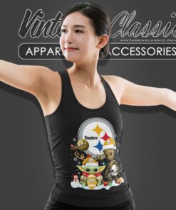 Pittsburgh Steelers Shirt Baby Yoda And Groot Santa Christmas Tank Top Racerback