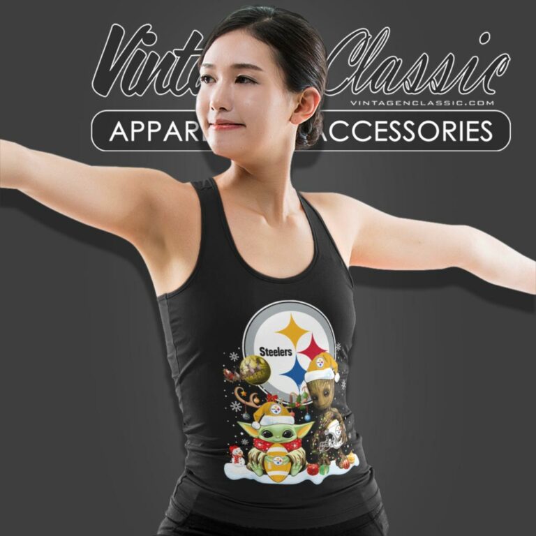 Pittsburgh Steelers Shirt Baby Yoda And Groot Santa Christmas Tank Top Racerback Pittsburgh Steelers Shirt Baby Yoda And Groot Santa Christmas Tank Top Racerback