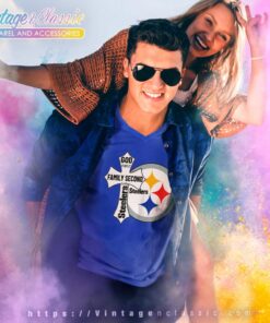 Pittsburgh Steelers Shirt God First Family Second 4 Pittsburgh Steelers Shirt God First Family Second V Neck TShirt