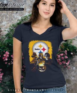Pittsburgh Steelers Shirt Michael Myers Freddy Krueger Jason Voorhees Halloween 5 Pittsburgh Steelers Shirt Michael Myers Freddy Krueger Jason Voorhees Halloween V Neck TShirt