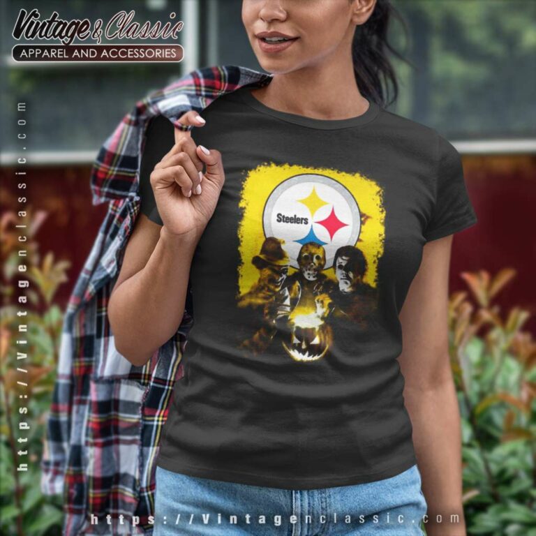 Pittsburgh Steelers Shirt Michael Myers Freddy Krueger Jason Voorhees Halloween Women TShirt Pittsburgh Steelers Shirt Michael Myers Freddy Krueger Jason Voorhees Halloween Women TShirt