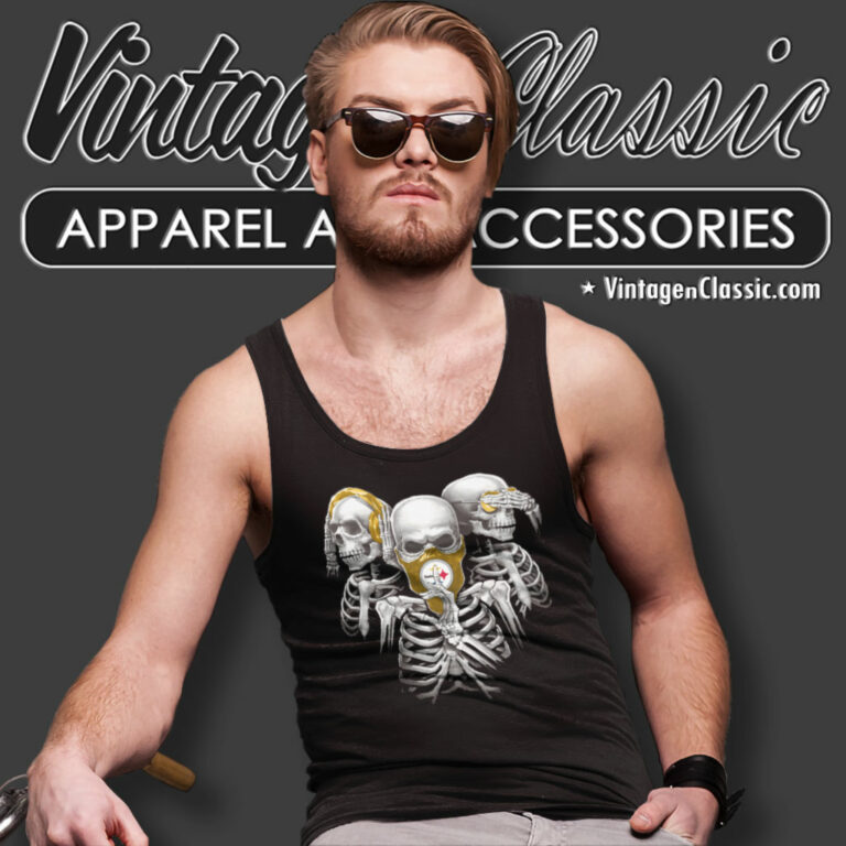 Pittsburgh Steelers Skeleton No Evil Tank Top Racerback Pittsburgh Steelers Skeleton No Evil Tank Top Racerback