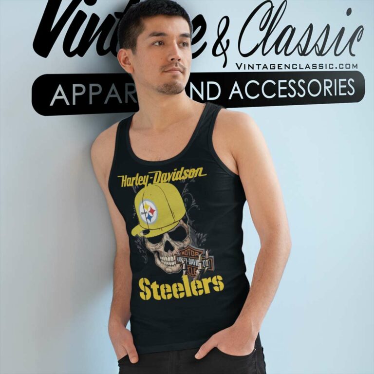 Pittsburgh Steelers Skull Motor Harley Davidson Cycles Tank Top Racerback Pittsburgh Steelers Skull Motor Harley Davidson Cycles Tank Top Racerback