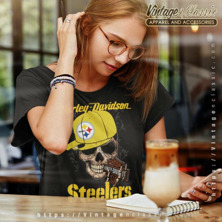 Pittsburgh Steelers Skull Motor Harley Davidson Cycles Women TShirt Pittsburgh Steelers Skull Motor Harley Davidson Cycles Women TShirt