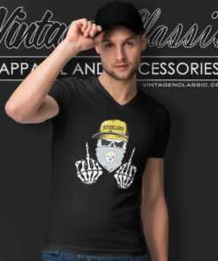 Pittsburgh Steelers Skull Nfl V Neck TShirt