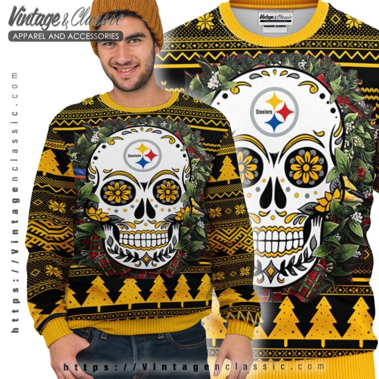 Pittsburgh Steelers Skull Ugly Christmas Sweater Ugly Sweater Pittsburgh Steelers Skull Ugly Christmas Sweater Ugly Sweater