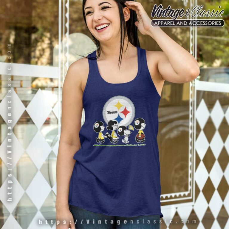 Pittsburgh Steelers Snoopy And Friends Walking Tank Top Racerback Pittsburgh Steelers Snoopy And Friends Walking Tank Top Racerback
