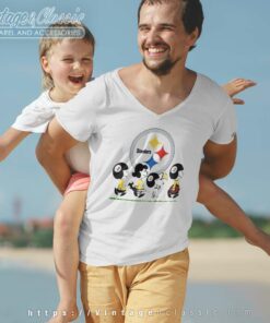 Pittsburgh Steelers Snoopy And Friends Walking Shirt 4 Pittsburgh Steelers Snoopy And Friends Walking V Neck TShirt