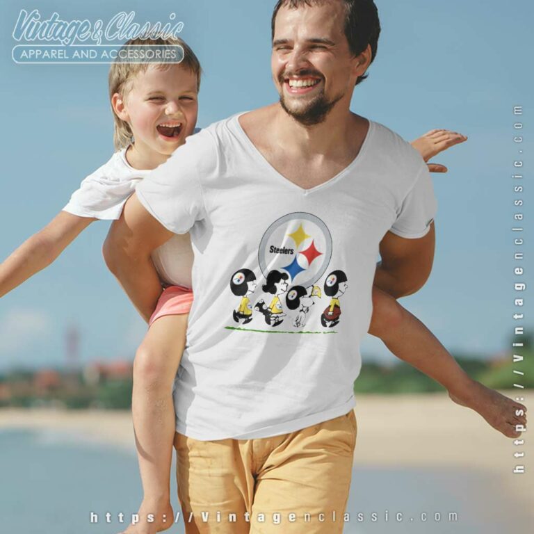 Pittsburgh Steelers Snoopy And Friends Walking V Neck TShirt Pittsburgh Steelers Snoopy And Friends Walking V Neck TShirt
