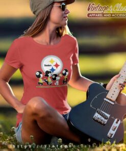 Pittsburgh Steelers Snoopy And Friends Walking Shirt 5 Pittsburgh Steelers Snoopy And Friends Walking Women TShirt