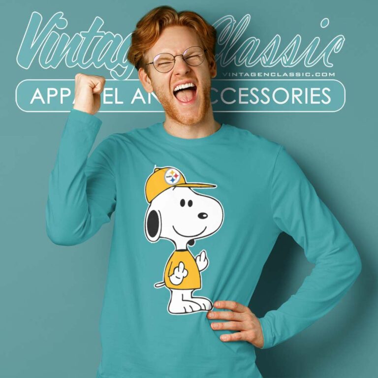 Pittsburgh Steelers Snoopy Double Middle Fingers Long Sleeve Tee Pittsburgh Steelers Snoopy Double Middle Fingers Long Sleeve Tee