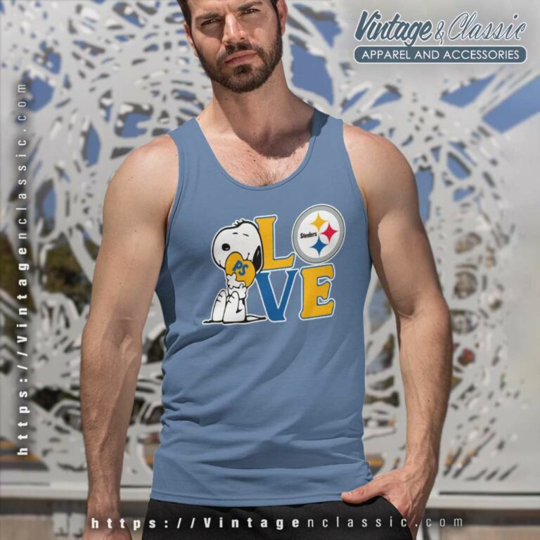 Pittsburgh Steelers Snoopy Love Heart Tank Top Racerback Pittsburgh Steelers Snoopy Love Heart Tank Top Racerback