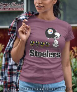 Pittsburgh Steelers Snoopy Woodstock Team Walking Women T shirt