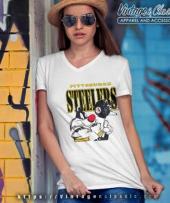 Pittsburgh Steelers Sylvester Looney Tunes Nfl V Neck TShirt