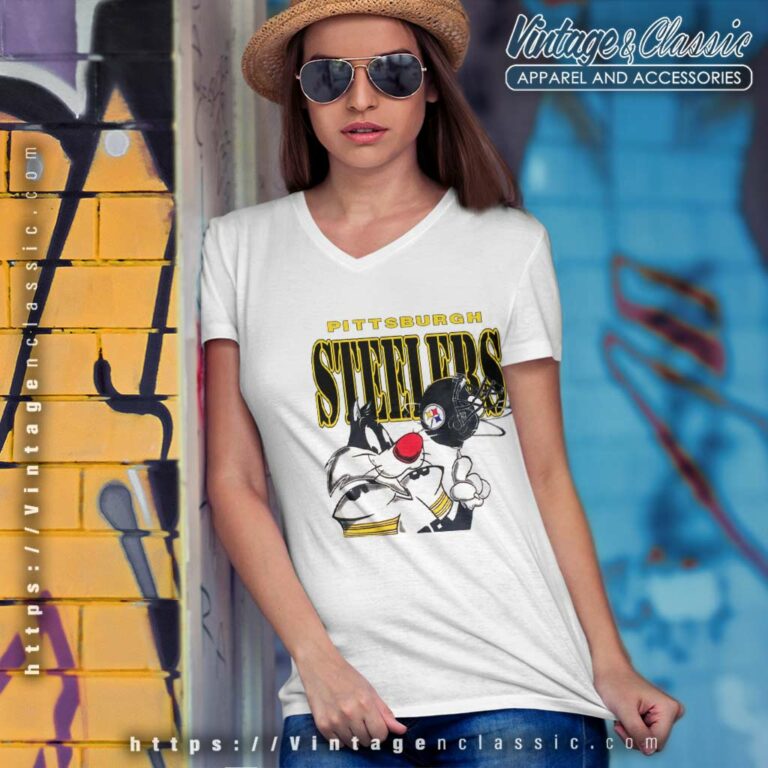 Pittsburgh Steelers Sylvester Looney Tunes Nfl V Neck TShirt Pittsburgh Steelers Sylvester Looney Tunes Nfl V Neck TShirt