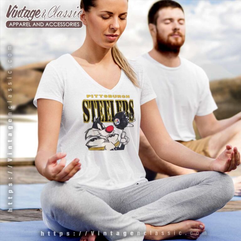 Pittsburgh Steelers Sylvester Looney Tunes V Neck TShirt Pittsburgh Steelers Sylvester Looney Tunes V Neck TShirt