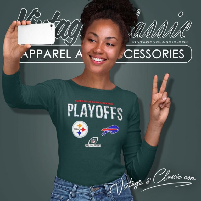 Pittsburgh Steelers Vs Buffalo Bills Nfl Playoffs 2023 Super Wild Card Weekend Long Sleeve Tee Pittsburgh Steelers Vs Buffalo Bills Nfl Playoffs 2023 Super Wild Card Weekend Long Sleeve Tee