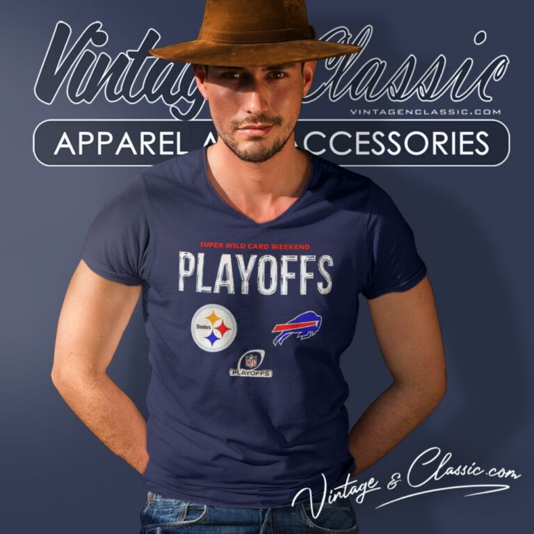 Pittsburgh Steelers Vs Buffalo Bills Nfl Playoffs 2023 Super Wild Card Weekend V Neck TShirt Pittsburgh Steelers Vs Buffalo Bills Nfl Playoffs 2023 Super Wild Card Weekend V Neck TShirt