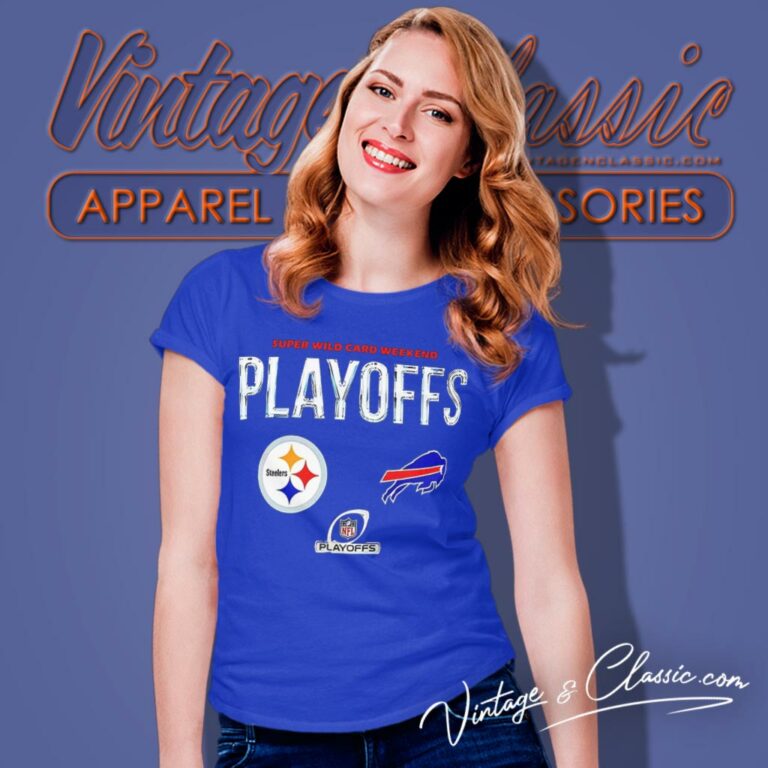 Pittsburgh Steelers Vs Buffalo Bills Nfl Playoffs 2023 Super Wild Card Weekend Women T Shirt Pittsburgh Steelers Vs Buffalo Bills Nfl Playoffs 2023 Super Wild Card Weekend Women T Shirt