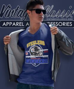 Pittsburgh Steelers Winners Champions 2023 Super Wild Card Nfl Divisional Helmet V Neck TShirt