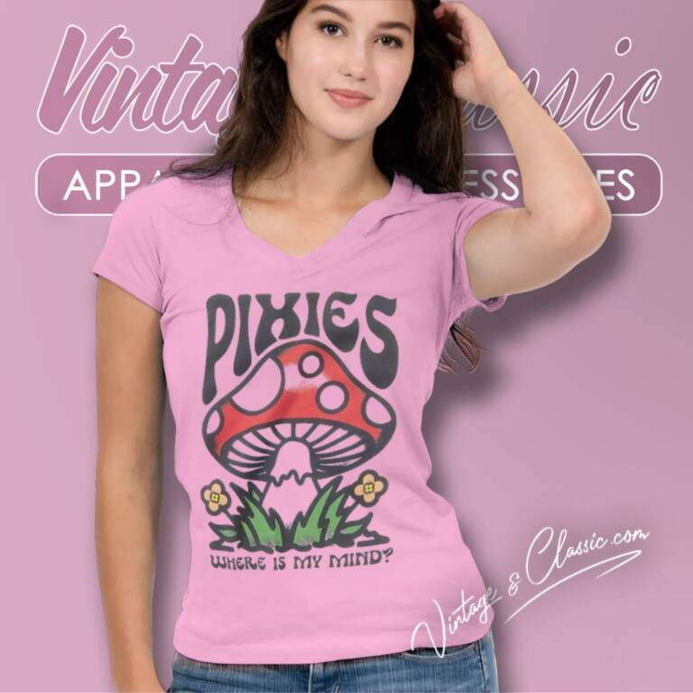 Pixies Where Is My Mind Mushroom V Neck TShirt Pixies Where Is My Mind Mushroom V Neck TShirt
