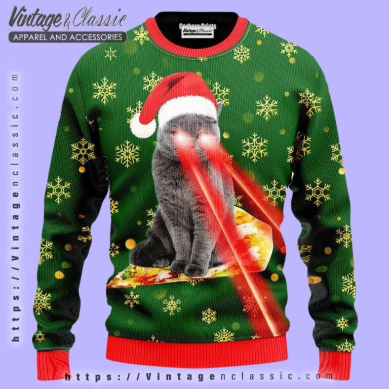Pizza Cat Laser Eyes Ugly Sweater Ugly Christmas Sweater Pizza Cat Laser Eyes Ugly Sweater Ugly Christmas Sweater