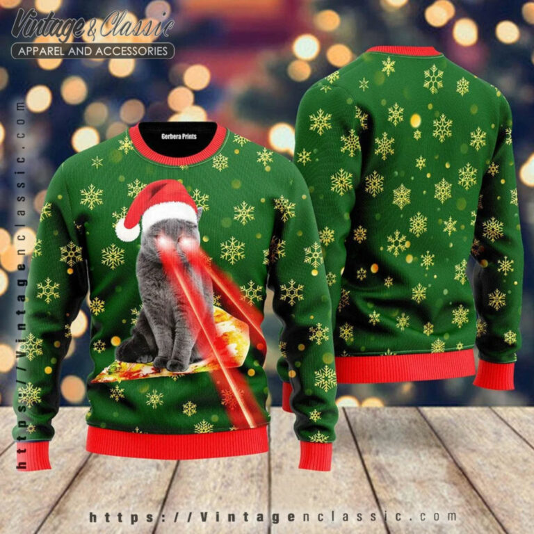 Pizza Cat Laser Eyes Ugly Sweater back Ugly Sweater Pizza Cat Laser Eyes Ugly Sweater back Ugly Sweater