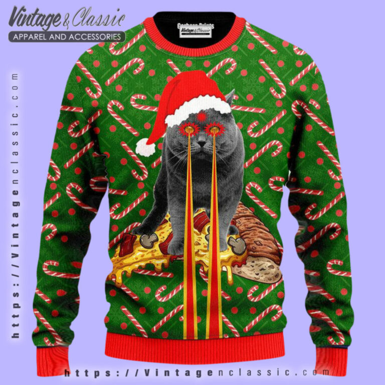 Pizza Cat With Laser Eyes Ugly Sweater Ugly Christmas Sweater Pizza Cat With Laser Eyes Ugly Sweater Ugly Christmas Sweater